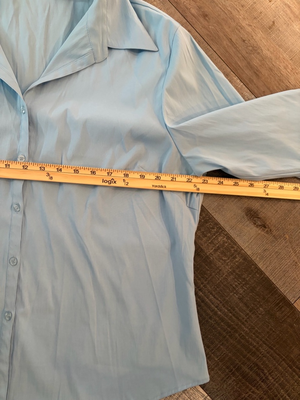 She’s Cool Stretch Blue Button Front Career Blouse Top 3X - Picture 4 of 6
